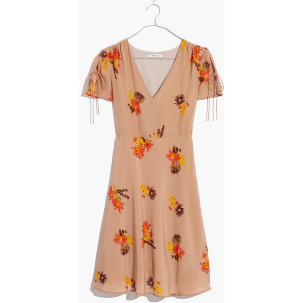 Madewell Silk Poppy Dress in Cactus Flower